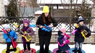 Five Little BABIES Jumping WITH COLOR GUITAR Songs for children