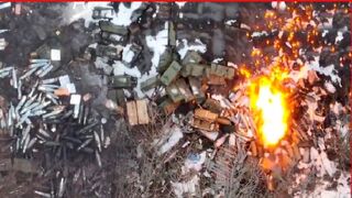 Drone fires at ammunition, shells stored in open air by Russians