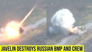 Javelin destroys Russian BMP armored vehicles and crew