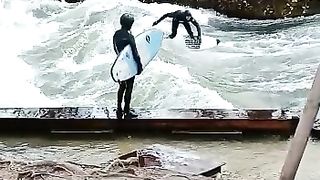 Surfing in Munich, Germany.