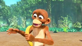 Cute monkey and funy trunk animation.