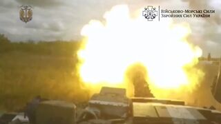 Ukrainian Marines using tanks and Kirpi MRAPs during their offensive in Kherson Oblast