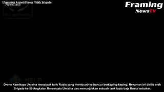 Serangan Brutal! Momen drone Kamikaze Ukraina menabrak tank Rusia yang membuatnya hancur berkeping-keping