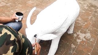 The art of creating a sculpture of a buffalo to decorate your garden