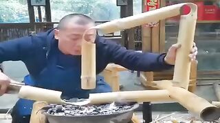 Skillfull man makes beautiful chairs