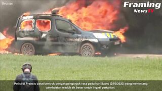 Polisi Prancis bentrok dengan pengunjuk rasa yang menentang pembuatan waduk untuk irigasi pertanian
