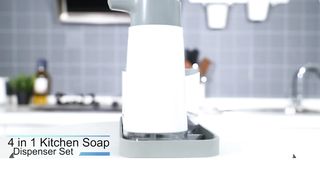 Dish Soap Dispenser Set- Kitchen Soap Dispenser with Sponge Holder and Liquid Hand Soap