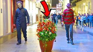 Bushman prank: scaring people on Halloween