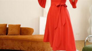 HomRain Women's Elegant Bell Sleeve Cocktail Party Dresses for Wedding Guest Fit and Flare Church Midi Evening Dress
