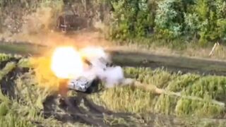 ⁣Ukrainian 30th Mechanized Brigade destroyed two Russian BTR-8082A APC with ATGM