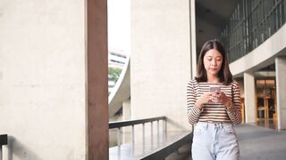 Girl Alone In Collage Surrfing the internet