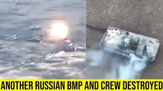 Ukrainian artillery blows up Russian BMP and crew near Vuhledar