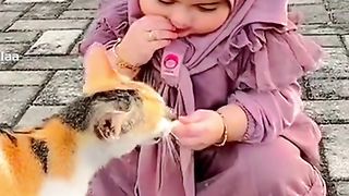 how sweet baby girl and cat