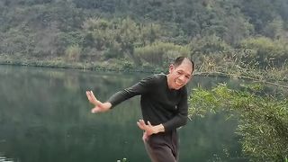 Old Chinese man dancing