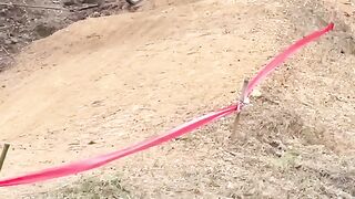 Epic save made after rider's wheel gets smashed during a race!