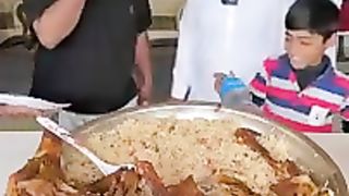 Eating full mutton sajji