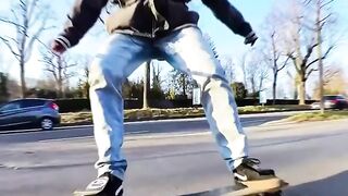 Snowboarding through the street with Pierre on a Freebord! Have you ever tried freebording?