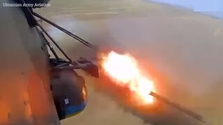 Ukrainian military helicopter fires at Russian positions