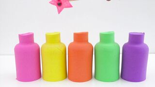 Match Rainbow Colors Squishy Balls with Kinetic Sand Milk Bottles Smiley Face | Video for Kids