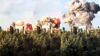 Russian 'airstrikes destroy residential building' in Mykolaiv, Ukraine