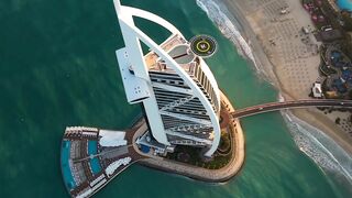 360 Aerial view of Burj Al Arab Hotel Dubai