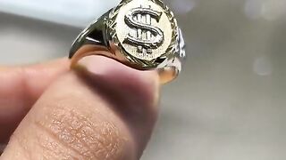 Real Gold Dollar Sign $ Money Ring
