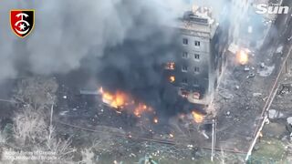 Ukrainian forces blow up Russian warehouse and equipment with aerial attack