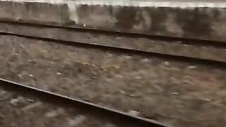 Railway track and rain