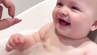 Cute baby taking shar