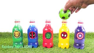 Satisfying Video ASMR | How To Make Rainbow 5 Coca Cola Bottles Beads Soccer Balls ASMR #kids