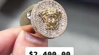 Real Baguette Diamond Medusa Face Ring