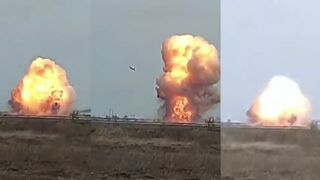 The moment Ukraine plane fell, presumably near Chernihiv