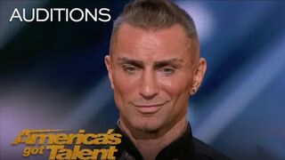 Aaron Crow: Pours Wax On Eyes And Swings Sword At Howie Mandel - America's Got Talent