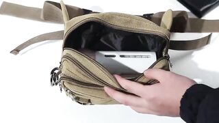 Canvas Fanny Pack With 4-Zipper Pockets Men Waist Bag Hip Bum Bag With Adjustable Strap For Outdoors Workout Traveling Casual Running Hiking Cycling