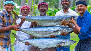 3 Big FISH FRY | Steaked Spanish Mackerel Fish Fry Receipe cooking in Village Vanjaram Meen varuval.