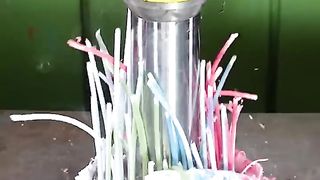Candles crushed by hydrolic press machine
