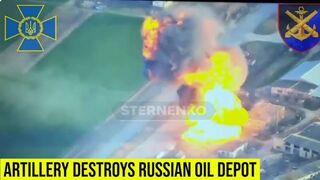 Ukrainian 406th artillery brigade destroy Russian oil depot