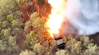 Ukrainian artillery destroys Russian ammunition truck