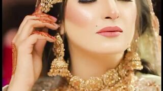 Wedding dresses embroided with jewelry collection and bridal makeup look