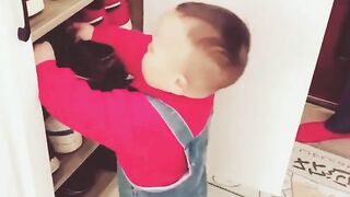 Cute kids at home working