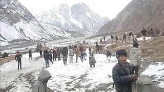 Mountain festival Snow war.