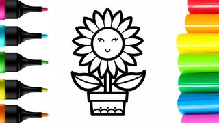 Drawing, Coloring And Painting Cute Flowers For Kids And Toddlers Kids color with yousaf hasham
