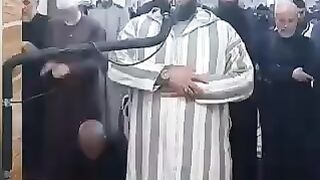 During Taraweeh cat is playing with imam Masjid