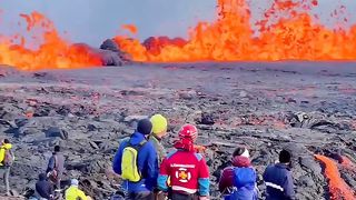 Spectacular view of volcanic eruption