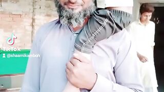Village father with our small baby funny moments