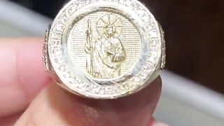 New Real Gold Round San Judas Ring