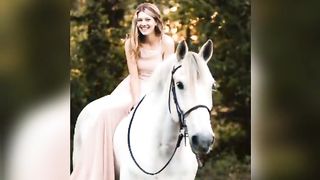 Beautiful Russian girls with her horse