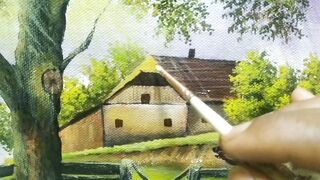 How to paint Beautiful farmhouse on canvas
