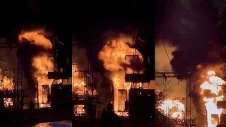 Ukraine Kharkov Thermal power plant on fire, electrical grid failing after surgical missile strikes