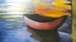 How to paint beautiful small ship on canvas
